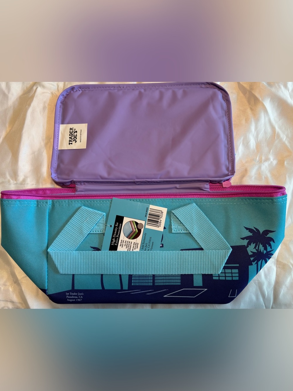 Trader Joe's Teal & Lavender Insulated Cooler Tote